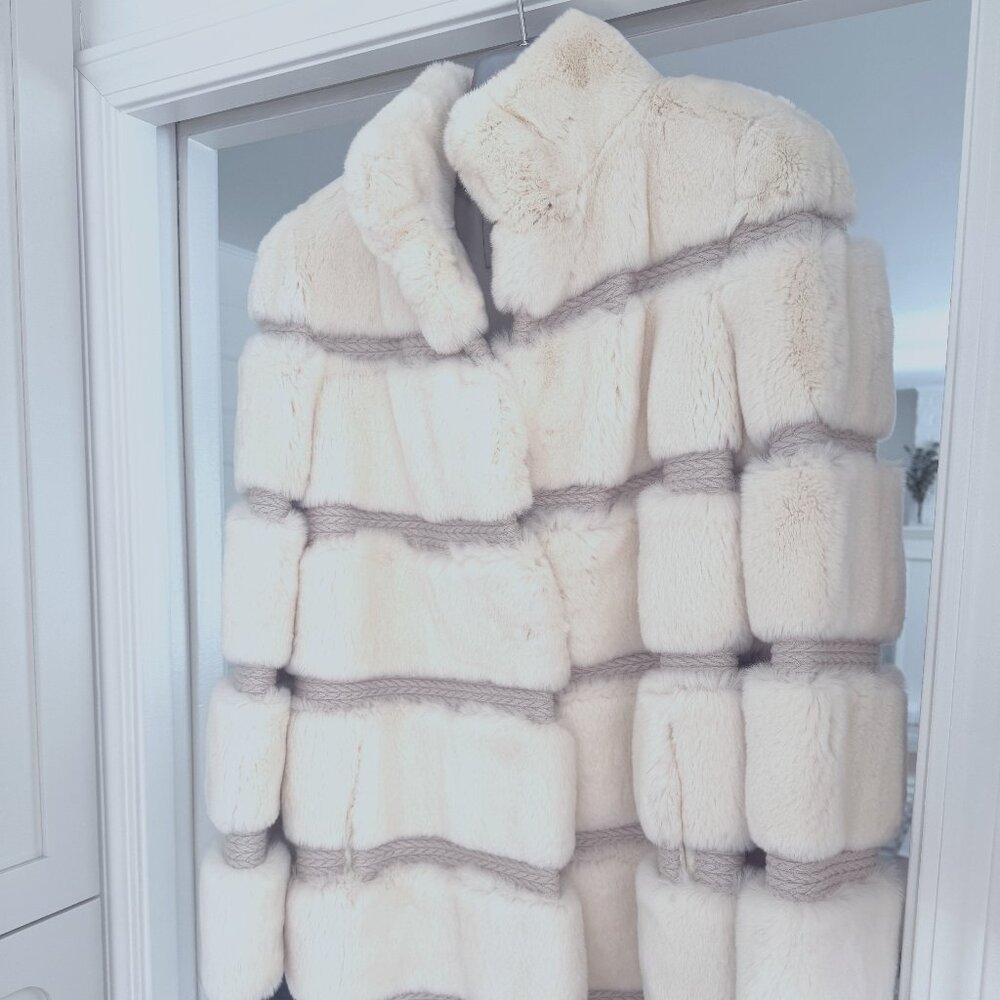 White Rex Rabbit Fur Coat - Excellent Condition and Care, Only worn 1 time